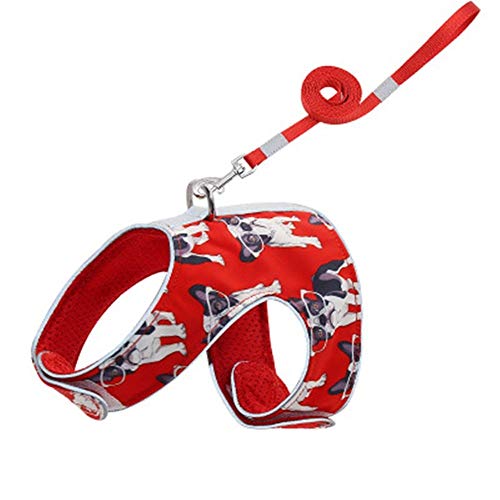 WMPRTT Katzengeschirr und Leine zum Gehen Verstellbare, weiche Mesh-Westengurte mit reflektierendem Riemen Metall Leinenring Metall (L,red) von WMPRTT