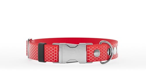 Handgemachtes Schnalle Hundehalsband 25mm M Rot von WNM Group