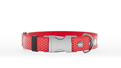 Handgemachtes Schnalle Hundehalsband 25mm XS Rot von WNM Group