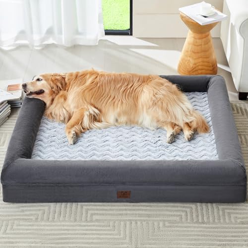 WNPETHOME Waschbare Hundebetten, große Hunde, XL-Hundesofa, orthopädisches Hundesofa mit abnehmbarem und wasserdichtem Bezug, extra großes Hundebett mit Nackenrollen zum Schlafen, große Hundesofa mit von WNPETHOME