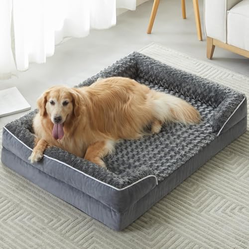 WNPETHOME Wasserdichte Hundebetten für Große Hunde, Orthopädisches XL Hundebett mit Seiten, Big Dog Couch Bett mit Waschbarem Abnehmbarem Bezug, Haustierbett Sofa mit Rutschfester Unterseite zum von WNPETHOME