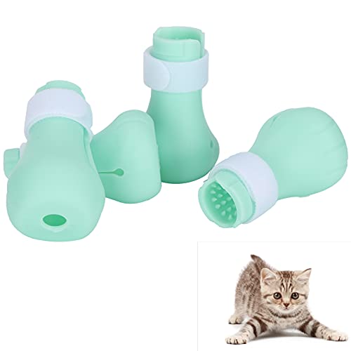 WNSC Anti-Kratz-Schuhe, 4 Stück Katzenstiefel für Familienbäder für Tierhandlungen für Tierkliniken für Katzenhäuser(Mint Green Pack of 4) von WNSC