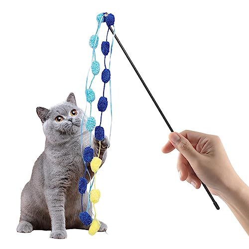 WOBBLO Katzen-Teaser-Stick | Buntes Katzen-Angelspielzeug mit Glocke | Katzenstockspielzeug für Hauskatzen, Kätzchen, Katzenschnurspielzeug, Angelrute, Katzenspielzeug für gelangweilte Hauskatzen von WOBBLO