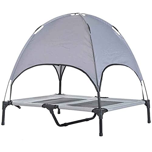 WOCAO Hundeliege mit Dach - Hundebett Mit Baldachin- Relaxliege Hundebett Katzenliege- Haustier Schlafplatz Sonnendach- Outdoor Hundebetten Für Hunde Campingbett Für Hunde Sonnenliege, M 76x61x18CM von WOCAO