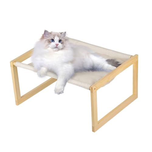 Katzenbett, abnehmbares Bett für Kätzchen, Bett aus Holz für ausgewachsene Katzen, Spielplatz für die Familie der Katzen – robust und langlebig (50 x 40 x 25 cm) von WODFARR