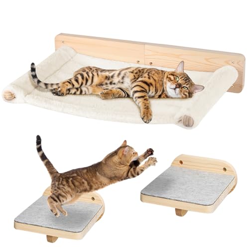 Kletterwand für Katzen – Wandtreppen – Katzenbaum – Hängematte – Spielplatz für die Familie der Katzen – robust und langlebig (61 x 40 x 15 cm) von WODFARR