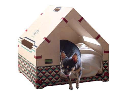 Indoor Hundehütte für Zuhause, Hundehaus für Innenbereich (Cherry, Klein) von WODIZA