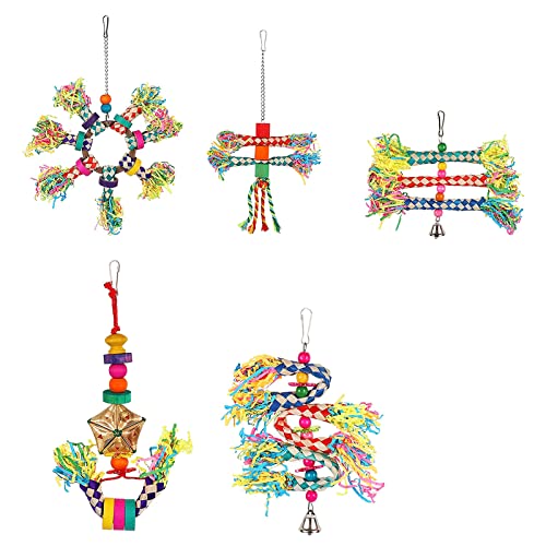 5 Stück Papagei Shredding Sittich Kauspielzeug Holzperlen Vogelkäfig Futtersuche Spielzeug für Kanarienvögel von WOEIFGV