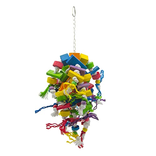 Papageienkäfig-Spielzeug, mehrfarbige Holzblöcke, Perlen, Vogelkauen, leicht zu schwingen, Spielzeug für große Vögel, Papageien von WOEIFGV