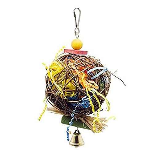 WOEIFGV Papageien-Papier-Hängender Rattan-Ball, Vogel-Kauspielzeug mit Glocken für Nymphensittichkäfig-Zubehör von WOEIFGV