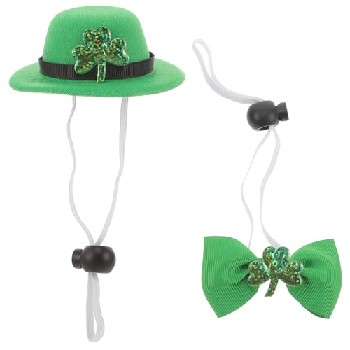 WOFASHPURET 1 Set St. Patricks Day Hundekostüm 2Pcs Set -Krawatte Und Haustier Top Hat Irish Finery Verstellbar Für Welpenkatze Haustierparty Dress Up Cosplay von WOFASHPURET