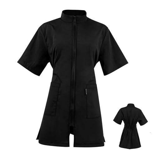 WOFASHPURET Kosmetikerin Overalls Haustier-Kosmetikerin-Kittel Roben Schürze Haustierpflegejacke Friseurjacke Langärmlige Arbeitskleidung für die Tierpflege Ballaststoff Black WOFASHPURET Kosmetikerin Overalls Haustier-Kosmetikerin-Kittel Roben Schürze Haustierpflegejacke Friseurjacke Langärmlige Arbeitskleidung für die Tierpflege Ballaststoff Black von WOFASHPURET