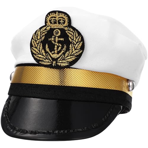 WOFASHPURET Lustiger Haustierhut, Katzen-Cosplay-Mütze, Hundekapitäns-Kopfbedeckung, Haustier-Kostüm, Foto-Requisiten für Katze, Hund, Welpe, Schwarz Weiß Gold, Polyester WOFASHPURET Lustiger Haustierhut, Katzen-Cosplay-Mütze, Hundekapitäns-Kopfbedeckung, Haustier-Kostüm, Foto-Requisiten für Katze, Hund, Welpe, Schwarz Weiß Gold, Polyester von WOFASHPURET