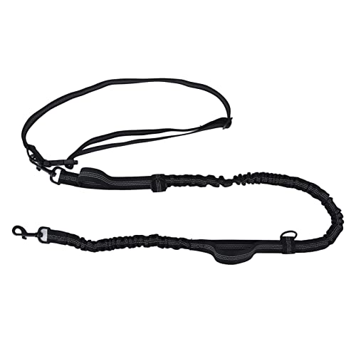 WOHPNLE Hundeleine, reflektierender Nylon-gepolsterter Griff, tragbar, verstellbares Hunde-Traktionsseil für Spaziergänge, Training, Laufen, mittlere bis große Rassen (Black) von WOHPNLE