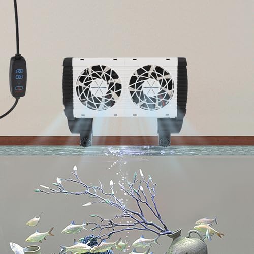 WOLEGM Wasserkühler Aquarium, 2 Ventilatoren Aquarienkühler Aquarien Lüfter Geschwindigkeit Einstellbar 180° Gedreht für Fischliebhaber Aquarien Hause von WOLEGM