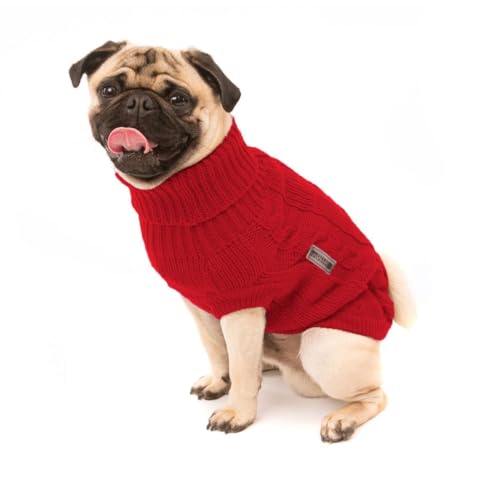 Wolters | Zopf-Strickpullover für Mops&Co in Rot | Rückenlänge 45 cm von Wolters Cat & Dog