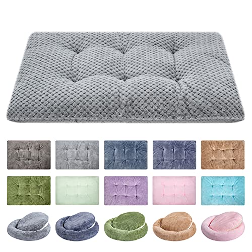 WONDER MIRACLE Fuzzy Deluxe Haustierbetten, super Plüsch-Hunde- oder Katzenbett, ideal für Hundekästen, maschinenwaschbar und trocknergeeignet (38,1 x 58,4 cm, S-Grau) von WONDER MIRACLE