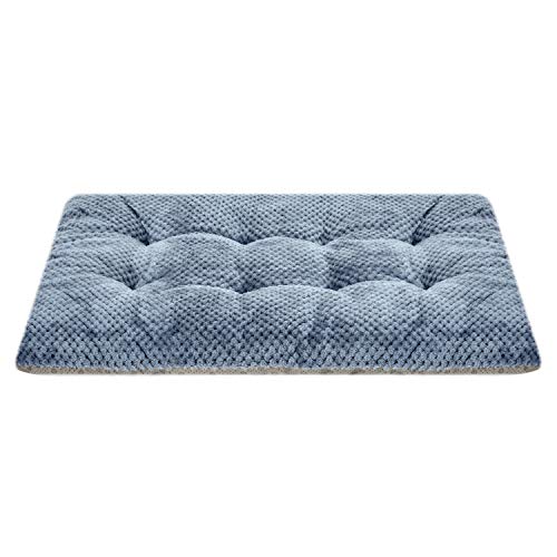 WONDER MIRACLE Fuzzy Deluxe Haustierbetten, super Plüsch-Hunde- oder Katzenbett, ideal für Hundekästen, maschinenwaschbar und trocknergeeignet (58,4 x 88,9 cm, L-Dunkelblau) von WONDER MIRACLE