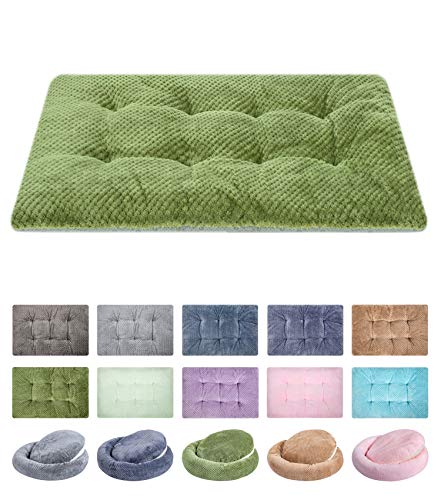 WONDER MIRACLE Fuzzy Deluxe Haustierbetten, super Plüsch-Hunde- oder Katzenbett, ideal für Hundekästen, maschinenwaschbar und trocknergeeignet (58,4 x 88,9 cm, L-Olivgrün) von WONDER MIRACLE