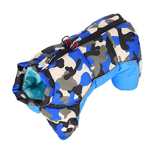 Haustierhund Winter Warmer Windschutz Kleidung Tarnblau Reflexion Design Rücken Reißverschluss (14#) von WONZHEC