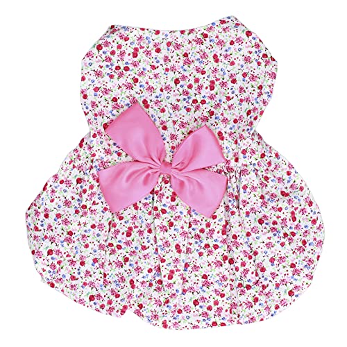 Kleine Haustier Blumenrock Welpe Kaninchen Bogenkleid Blumenkleidung süßer Blumenrock für kleine Hunde Kaninchen (XL) von WONZHEC