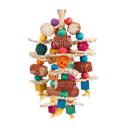 WONZHEC Bird Toy Parrot Toy, Natural Corn Cob and Loofah Slices, Bird Chew Toys for African Greys, Macaw, Cockatoos, Other Small and Medium（Big） von WONZHEC