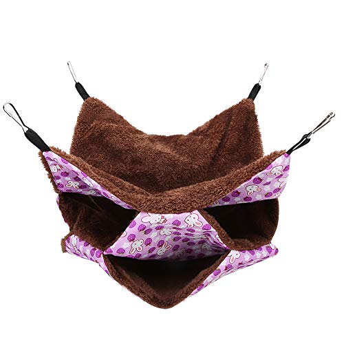 WONZHEC Dreischicht kleine Haustier warme Hängematte Hanging Bett Schlafsack für Hamster Zucker Gilder Eichhörnchen (Purple) von WONZHEC