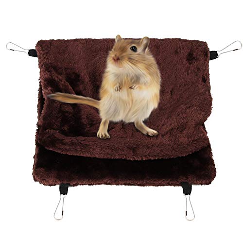 WONZHEC Flannelette Kaffee Hamster Hängematte Hängende Betthaus Nist Schlafsack für kleine Haustiere Eichhörnchen (Large Size) von WONZHEC