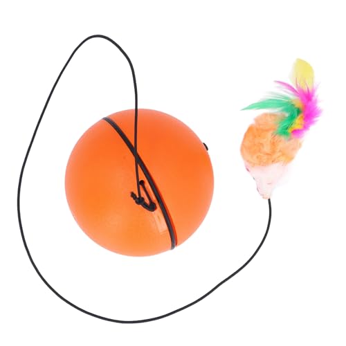 WONZHEC Interaktive Katzenballspielzeug automatisch intelligent Rolling Ball entlasten Langeweile Biss selbst rotierende Spielzeugkugeln für Katzen (Orange) von WONZHEC