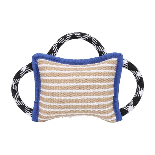 WONZHEC Jute Tränenhund -Biss -Ziehspielzeug mit 3 Handles Interaktives Spiel für große Hunde (Blau) von WONZHEC