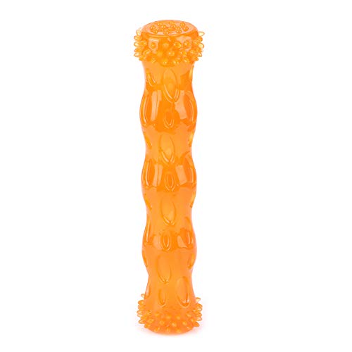 WONZHEC Pet Molar Zähne Reinigung Spielzeug sicheres Silikon-Biss-Hund-Katzenelastizität Blau Orange Brandneu 28x5,5x5,5 cm [Interaktives Spiel] [Nicht] (Orange l) von WONZHEC