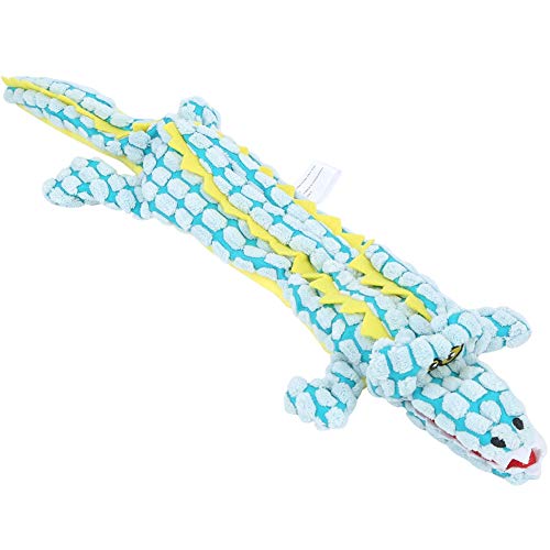 WONZHEC Weiche Plüsch -Haustier -Krokodil -Form klingen interaktive Hundespielzeugzähne Reinigungsschutz Kauen beißen Training Spielzeug blau grau 45 cm (Blue) von WONZHEC