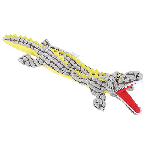 WONZHEC Weiche Plüsch -Haustier -Krokodil -Form klingen interaktive Hundespielzeugzähne Reinigungsschutz Kauen beißen Training Spielzeug blau grau 45 cm (Grey) von WONZHEC