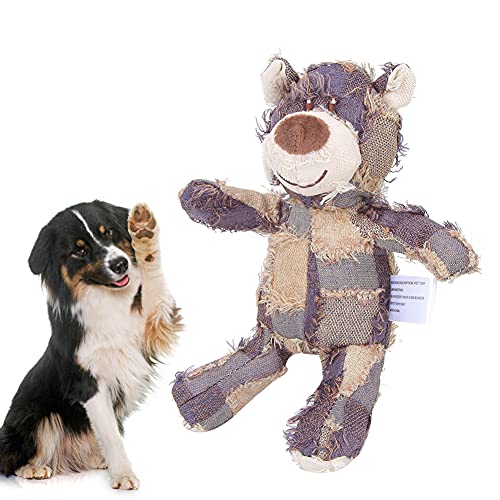 WONZHEC Weiche Plüsch -Pet -Cartoon -Bärenform klingen Zähne Reinigung Schutz Kaut Bauen interaktive Training Spielzeughunde gelb lila blau 23 cm (Purplish) von WONZHEC