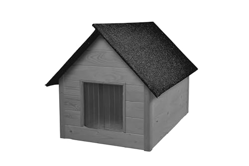 WOODOK – Hundehütte für Hunde bis 20 kg – Hundehaus aus Holz – Isoliert & Wetterfest – Ideal für Winter & Regen – Innenmaße 82x58x47 cm von WOODOK