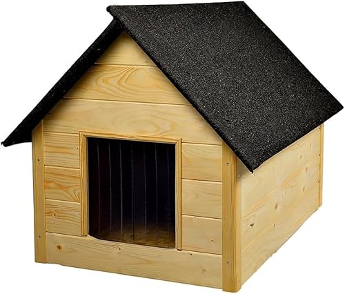 WOODOK – Hundehütte für Hunde bis 20 kg – Hundehaus aus Holz – Isoliert & Wetterfest – Ideal für Winter & Regen – Innenmaße 82x58x47 cm (Holz, 82x58x47 cm) von WOODOK