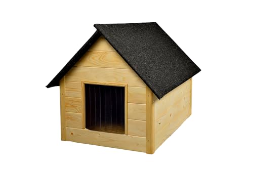 WOODOK – Hundehütte – Hundehaus aus Holz – Hundehaus, Hüttenhaus für Hunde – Isoliert, Wetterfestes - Ideal für Winter und Regen - für Mittlere und Große Hunde – Holz – 101x69x70 von WOODOK