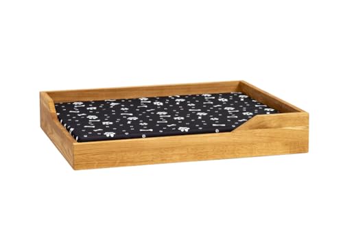 WOODYGIFT Hundebett Mittelgroße und Kleine Hunde 76x61 cm Hunde und Katzenbett aus Holz mit Matraze Indoor Haustierbett von WOODYGIFT