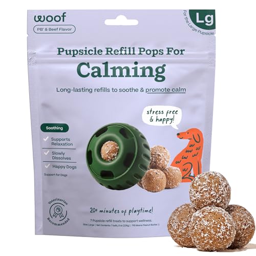 WOOF Calming Wellness Pops – Beruhigende Hundeleckerlis – langlebige Nachfüllpackungen für das Pupsicle Spielzeug zur Förderung der Ruhe – Magnesium für Hunde – große Pops – 7 Stück von WOOF