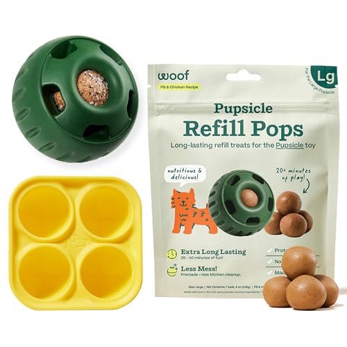 WOOF Starter Pack – Interaktives Hundespielzeug gegen Langeweile – Leckerli-Formen aus Silikon – gesunde Hundeleckerlis mit Hühnergeschmack – Pupsicle Dog Enrichment Toy – Großes Hundespielzeug – von WOOF