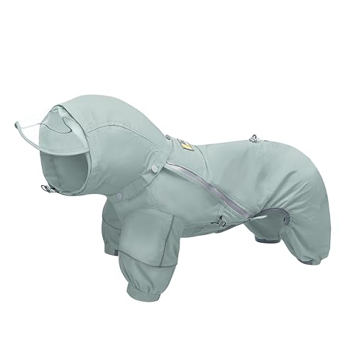 WOOFO Hunde-Regenmantel, extra wasserdichte Hunde-Regenjacke für nasses Wetter, vollständiges Wickeldesign für vollen Schutz, verstellbar und einfach zu tragen, mit abnehmbarer Kappe und von WOOFO