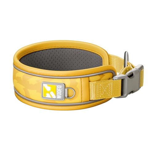 WOOFO Premium Hundehalsband | Super verstellbar für alle Rassen, Schnellverschluss-Schnalle | Extra weiche und verbreiterte Polsterung & reflektierender Rand Design für Sicherheit (Medium, Gelb) von WOOFO