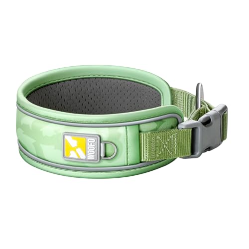 WOOFO Premium-Hundehalsband, super verstellbar für alle Rassen, Schnellverschluss-Schnalle, extra weiche und verbreiterte Polsterung und reflektierendes Design für Sicherheit (Medium, Grün) von WOOFO