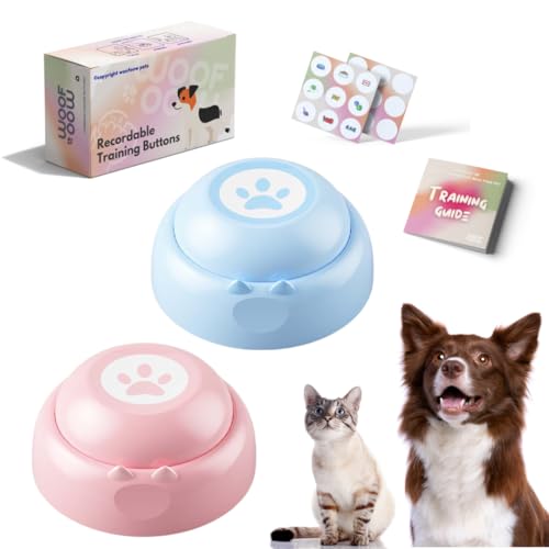 WOOFOOW Dog Buttons Talk, Recordable Dog Training Buttons for Communication, Wireless Dog Door Bells, to Go Outside Potty Bells for Dogs, with Training Manual and Stickers, 2 Buttons von WOOFOOW