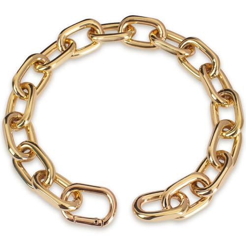 Woofuu Hundehalsband, 18 Karat vergoldet, lange Glieder, Metall, modische Goldkette, Hundehalsband für kleine Hunde, verstellbare Kette (30,5 cm) von WOOFUU