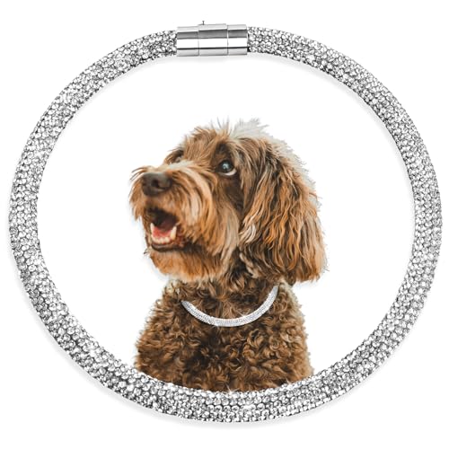 Woofuu Stilvolles und luxuriöses Diamant-Hundehalsband, magnetisch saugfähiger Verschluss, Volldiamant-Design, perfekt für Hochzeiten und den täglichen Spaziergang – besetzt mit Diamanten, Halsband von WOOFUU