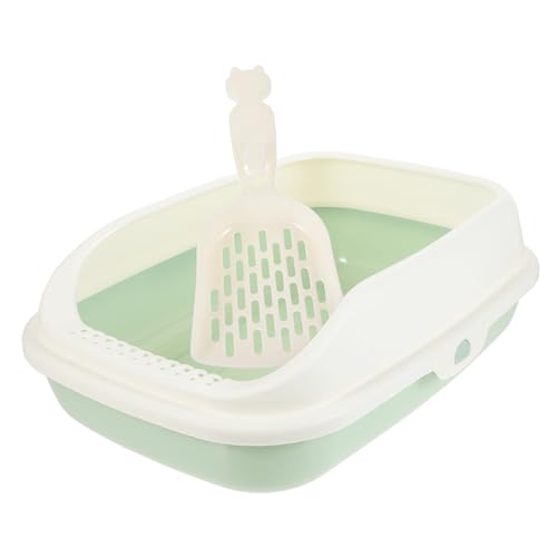 1 Set-Box Katzentoilette Katze Bettpfanne Katzenversorgung Kätzchen Saubere Toilette Hohe Seitentoiletten Für Katzen Kätzchentoilette Plastik Light Green WOONEKY von WOONEKY