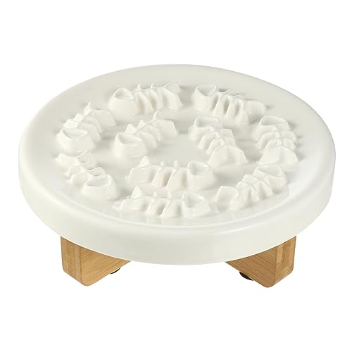 WOONEKY 1 Satz Keramiknapf Für Haustiere Pet Bowl Slow Feeder Labyrinth Schüssel Futterspender Für Welpen Futternapf Für Katzen Tierische Rätsel Langsam Essender Hundenapf Hölzern von WOONEKY