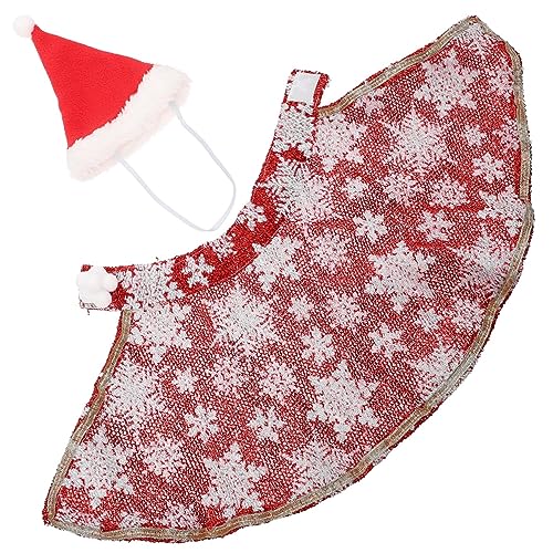 WOONEKY 1 Satz Weihnachtsumhang tiermütze Animal Party Haustier Verkleidung Dog Coat Urlaub Hundemantel Haustier-Cosplay-Umhang kreative Haustierkleidung Katze lustige Kleidung Stoff rot von WOONEKY