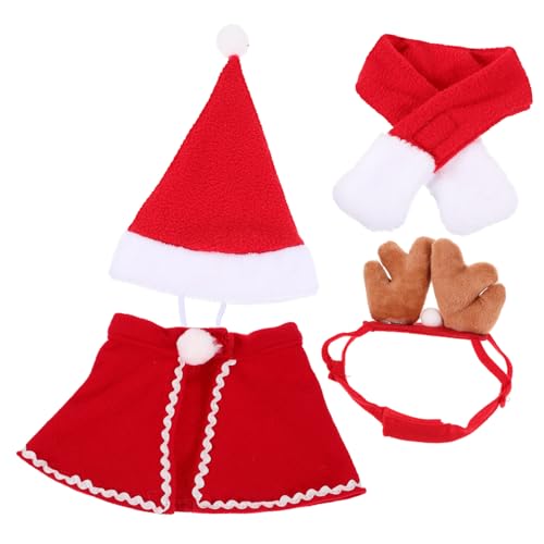 WOONEKY 1 Satz Welpe Cosplay Umhang Weihnachts-Cosplay-Kappe Haustier Weihnachtsumhang Heimtierbedarf Haustier Umhang Weihnachtshaustiermütze Hund Katze Mantel Weihnachtskatzen-Outfit von WOONEKY